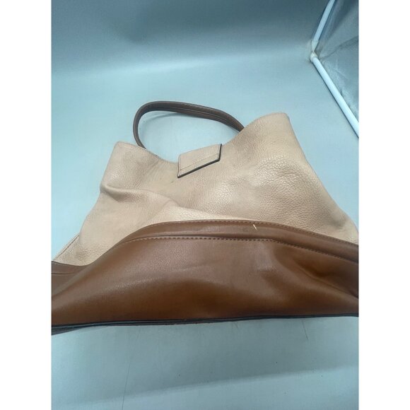 brown faux leather bag snap close strap 2 large inner pouches READ - Picture 5 of 10